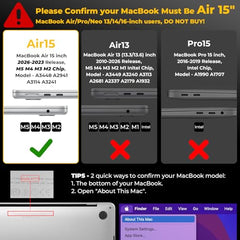EooCoo Case for MacBook Air 15 inch M5 M4 M3 M2 2026-2023, Sparkly Clear