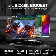 Foxin 24 Inch FHD Flat LED Monitor 1920x1080 Pixel Elite Series | Flat Panel, HDMI & VGA Port, 100Hz Refresh Rate, Frameless, Slim Bezel, Wall Mountable, 16.7 M Colors | 3 Years Warranty | White