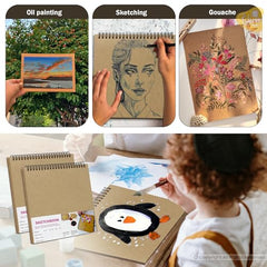 Lakeer Kraft Sketchbook - A4 Size, 250 GSM-25 Sheets, for Sketching, Drawing, Painting, etc - Landscape