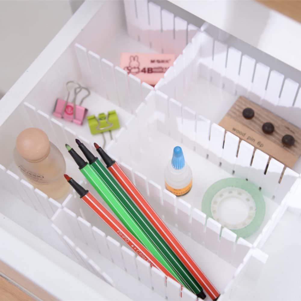 SYGA 5 pcs DIY Plastic Grid Drawer Divider Household Storage Strips_Medium(Colour May Vary)