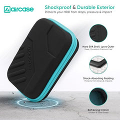 AirCase Hard Disk Cover Case for 2.5 Inch HDD SSD - Lycra EVA Hardshell, Water Resistant | Mesh Pocket for USB Cable, Earphone, Power Bank, Charger | Multi-Gadget Travel Pouch (Grey)