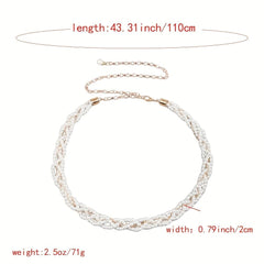 SYGA Pearl Waist Chain Belt Adjustable Decorative Belt Hollowed Tassel Waist Belts Suitable Size for Waist 26-40
