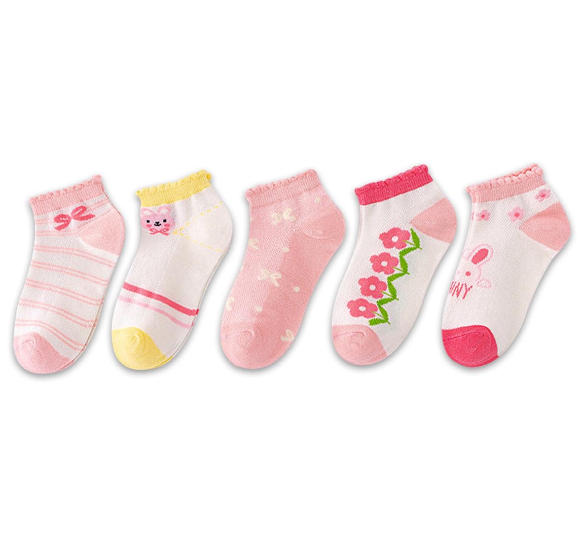 SYGA 5 Pairs Baby Girl & Baby Boy Socks, Toddlers Infant Cotton Stretch Crew Socks with Tiny Rabit Design, Suitable for 9 Months to 2 Years baby