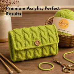 Classyo Acrylic Yarn for Crocheting (100gms x 1 Ball, 4ply) | Soft Wool Crochet Thread | Acrylic Hand Knitting Yarn | Wool for Crochet | For Sweater, Scarf, Hat, Baby Clothes, Purse, Gift Bags and DIY Crafts (Butter, Pack of 1)