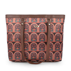 ADISA Women's Office Laptop Handbag Large Printed Shoulder Bag (ADW4087-BLA-ORA)