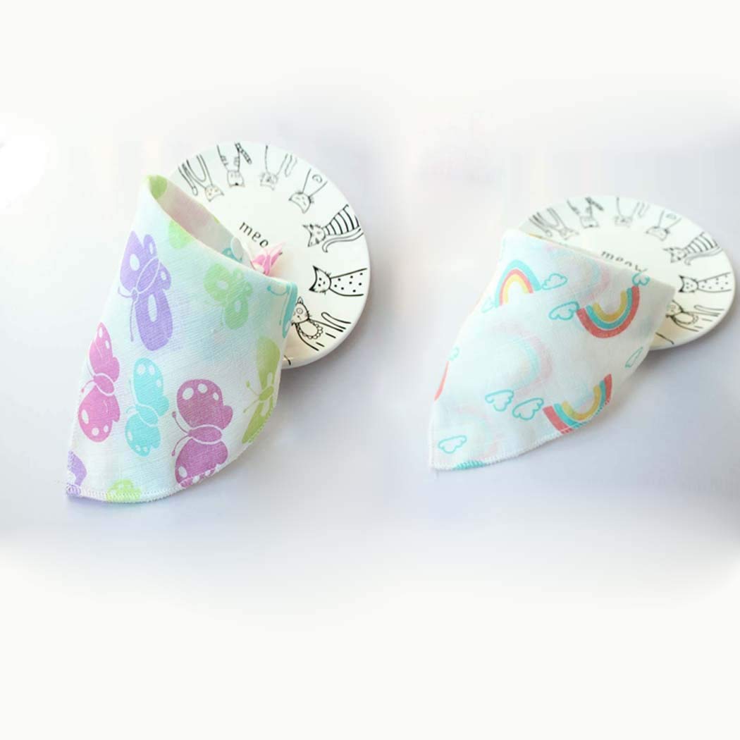 SYGA Pack of 2 Bibs Bandana for Bibs and Teething for Girls and Boys(Butterfly and Rainbow)