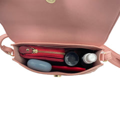 MOMISY Sling Shoulder Crossbody Bag with Adjustable Long Strap for Women Solid Pattern Button Closure Handbags Purse Young Ladies (Pink)