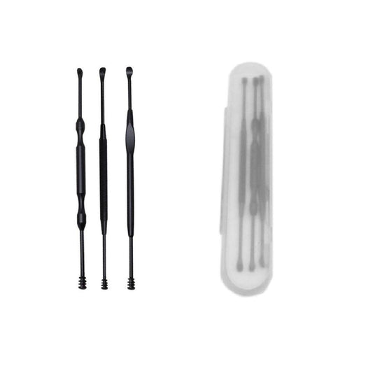SYGA Black 3 pieces set Ear Wax Pick Remover Curettes - Better Ear Hygiene with Medical Grade Ear Cleaning Tools