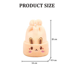 MOMISY Bunny Baby Cap, Soft Beanie Woolen Hat for Spring, Winter, Autumn, for Newborn, Infant, Toddler, Kids, Babies- 0 to 6 Months (in, Age, 0 Months, 6 Months, Peach)