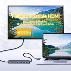 PESOMA USB C Hub – 8-in-1 USBC Adapter with USB, C-USB, 100W PD, USB 3.0 5Gbps Ports, SD/TF Card Reader – USB-C Dongle for Office, Meetings, Travel & Home Setup (Silver)