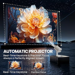 E GATE Atom 3X Projector 4k Ultra HD, Automatic Keystone & Precise Focus, 1080p Native | Rotatable Design | Android 14, Netflix Prime 11,000 Lumens, HDMI-ARC WiFi-6 BT, for Home use Egate