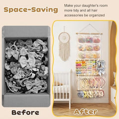 HASTHIP Hair Clip Organizer, 3-Layer Wall Hanging, Large Capacity, Pink