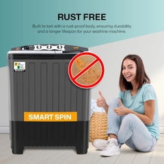 VW Visio World 8.5 kg semiautomatic Top Load Washer Only with Powerful Wash, V8 Supreme-Wash, Black/Grey