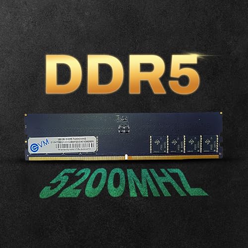 EVM 16GB DDR5 Desktop RAM Memory | 5200MHz | PC5-41600 | Long-DIMM | 288-Pin | CL19 | 1.1V Low Voltage | High Performance | Intel & AMD Compatible | 10 Year Warranty (EVMT16G5200U88P)