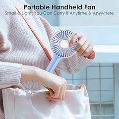 Gesto Portable Fan Rechargeable – USB Charging Hand Fan with 1200mAh Battery & 3 Speed Modes | Mini Fan, Small Fan, Handheld Fan – Ideal for Travel, Makeup, Kitchen | Women’s Personal Pankhaa - Pink
