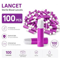 Pressure Activated Safety Lancets (100 Count) - 28G Sterile Single-Use Needle (1.8mm Depth) | Painless & Gentle Finger Prick Device for Blood Glucose Testing, Diabetes Monitoring & Glucometer Sugar Check Needle