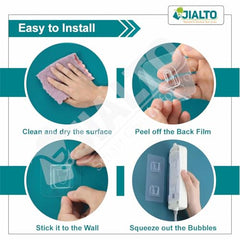 JIALTO Adhesive Hooks, Heavy Duty 5 kg Wall Hooks, Nail-Free Reusable Stainless Steel Sticky Hangers for Multipurpose Kitchen, Bathroom & Home (10 Pcs)