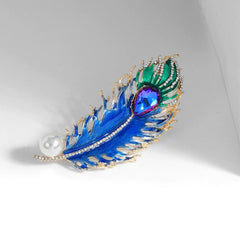 SYGA Brooch Pin Fashion Crystal Rhinestone Jewellery Pin Vintage Clothing Accessories Decoration Peacock Feather Brooch Colorful Brooches For Women- S71