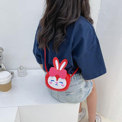 SYGA Children Rabbit & Bow Sling Messenger Bag Coin Bag Cartoon Backpack PU Leather Kitten Handbag for Toddlers Kids (Black)