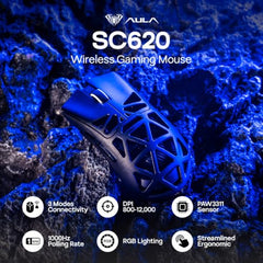 AULA SC620 Gaming Mouse, PAW3311 Sensor, 12000DPI, 1000Hz, Wired & Wireless