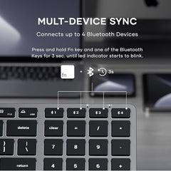 SATECHI Slim X3 Bluetooth Backlit Keyboard with Numeric Keypad – Illuminated Keys & Multi-Device Sync – for M2/ M1 MacBook Pro/Air, M2/ M1 iPad Pro/Air, M2 Mac mini, iMac M1 (Silver)