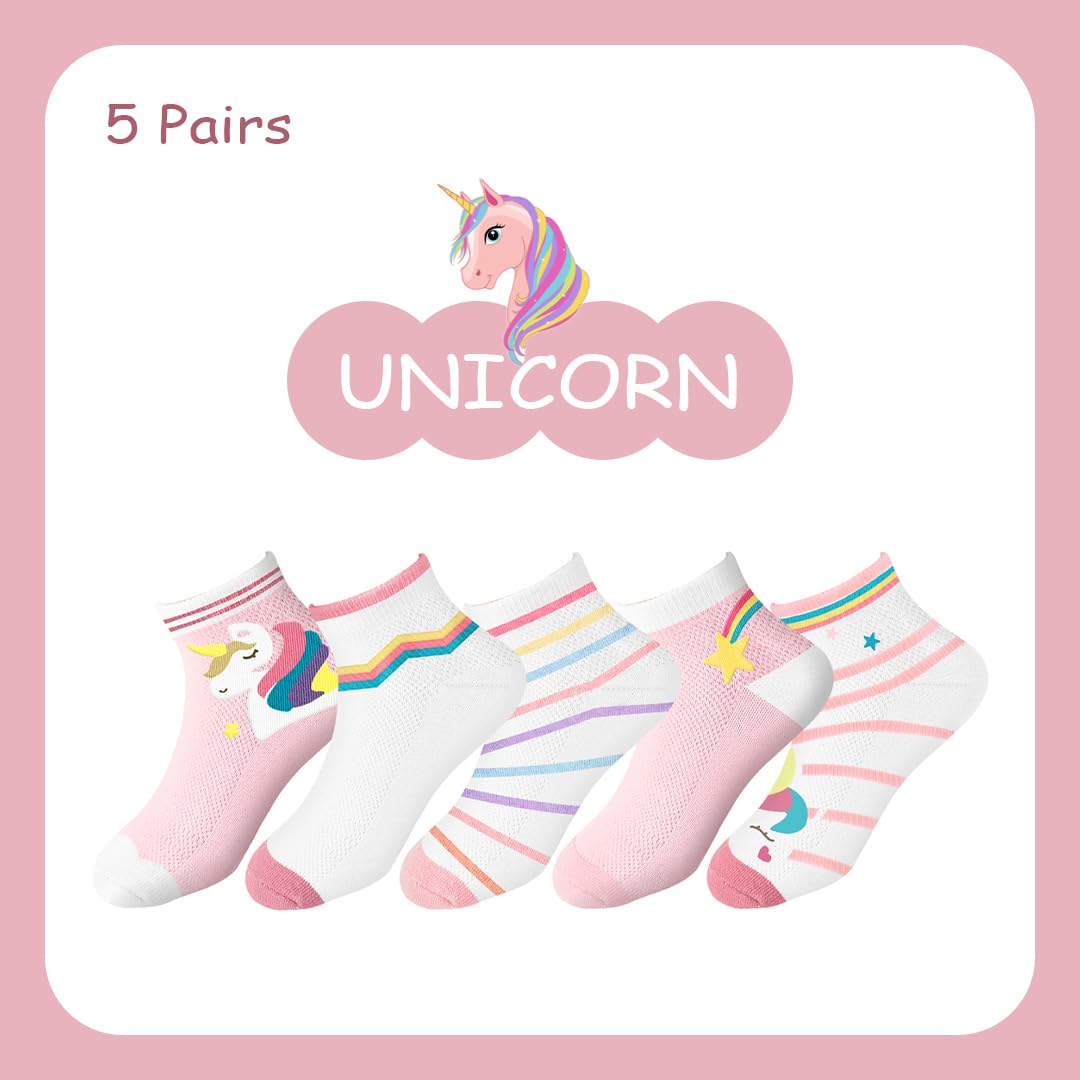 SYGA 5 Pairs Baby Girl & Baby Boy Socks, Toddlers Infant Cotton Stretch Crew Socks with Unicorn Design, Suitable for 0-2 Years baby