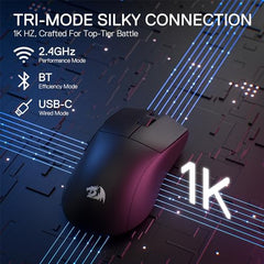Redragon M916 PRO 3-Mode Wireless Gaming Mouse, 49G Ultra-Light 26K DPI Gamer Mouse w/Ergonomic Natural Grip Build, Full Programmable Buttons, Software Supports DIY Keybinds & DPI
