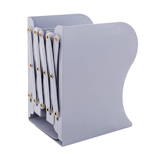 SYGA Bookends for Shelves, Book Organizer for Desk, Metal Bookends for Heavy Books, Book Holders for Shelves, Adjustable Decorative Bookends for Home Office(Grey)