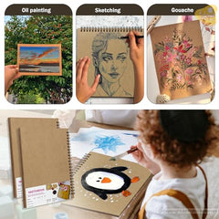 Lakeer Kraft Sketchbook - A4 Size, 250 GSM-25 Sheets, for Sketching, Drawing, Painting, etc - Landscape