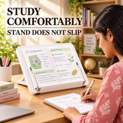 Sunchhaya Acrylic Book Stand for Reading – Clear Adjustable Book Holder with 360° Rotating Base, Foldable Reading Stand for Desk, Cookbook, Tablet & Laptop Stand, Height & Angle Adjustable (R22H)