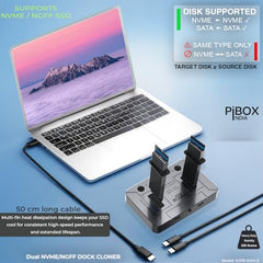PiBOX India NVME M2 Enclosure Fan, SSD Enclosure - USB 3.2 10Gbps, Tool-Free M.2 NVMe Case, PCI-E NVMe Reader, USB-C, Supports M & B&M Keys, 2230/2242