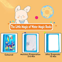 GLUN® Pack of 12 Children's Cartoon Water Magic Painting Book with Water-Based Marker, Different Magical Scenes