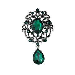 SYGA Brooch Pin Fashion Crystal Rhinestone Jewellery Pin Vintage Clothing Accessories Decoration Vintage Drak Green Diamond Brooches For Women- S75