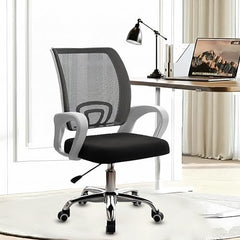 Casa Copenhagen Mesh Mid Back Office/Study/Computer/Revolving/Desk Chair for Work from Home -Metal Base, Height Adjustable Seat - Grey Milange & Black Handle
