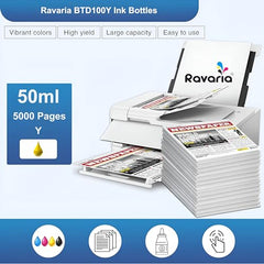 Ravaria BTD100BK Compatible Ink for Brother Printer DCP-T236 DCP-T230 DCP-T436W DCP-T430W DCP-T535DW DCP-T530DW DCP-T730DW DCP-T830DW MFC-T930DW (BTD100BK Black Ink 2 Pcs)