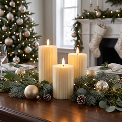 CAVY LED Glass Pillar Candles Light with Acrylic Fiber Glass | Flameless Smokeless Decorative LED Candles Faux Dancing Wicks | Perfect for Diwali Decoration, Home Decor, Gifting, Wedding (Set of 5)