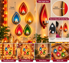 Wooden Jharokha Wall Hanging Tea Light Holder – Traditional Diya Stand & Floating Shelf for Pooja Room, Living Room, Balcony & Temple Décor | Diwali Decoration Items for Home & Main Door (WJH-11)