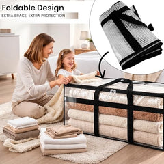 Storite Jumbo Super-Size 81 L Canvas Moisture Proof Heavy Duty Storage Bag | for Toys/Stationery/Blankets/Clothes/Moving Bags MultiPurpose With Strong Reinforced Handles Rectangular Cream (87x26x36 cm)