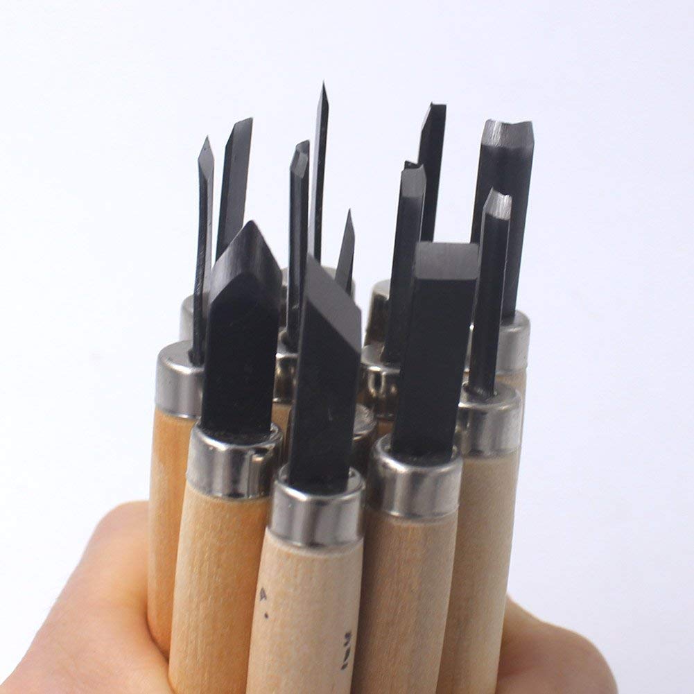 SYGA Set of 12 Wood Carving Tool Knife Kit for Wax, Rubber, Pumpkin, Soap, Vegetables and More for Kids and Beginners
