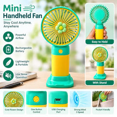 Funstars Mini Portable Hand Fan USB Type-C Rechargeable(Green)