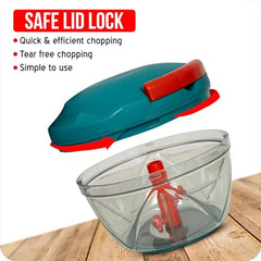 ISSVWO Tekcool Manual Hand Press Push Chopper with 6 Blades for Effortless Chopping Vegetables & Fruits (Assorted, 650 ml, Plastic).