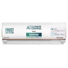 Haier 1.5 Ton 4 Star AI Climate Control Smart Split AC (5250 Watts, Copper, Wi-Fi, 4-Way Swing, Triple Inverter, 7 in 1, Frost Self Clean, HD Filter, Cools at 60Â°C - HSU18K-PYAIR4BN-INV, White)