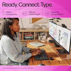 HP 970 Creator Keyboard, Wireless and Multi-Device with 20 programmable Shortcut Keys, Backlit with sensors, up to 6 Month Battery, AES encrypted, 1yr Warranty, 0.67 kg, Silver