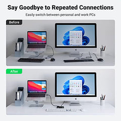 UGREEN USB 3.0 Switch 4 Port USB Switch Selector 5Gbps High-Speed | Peripheral Sharing Switcher for 2 Computer Share Mouse Keyboard Compatible with Laptop Scanner Printer 2 Pack 1.5M Cable