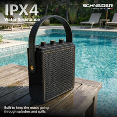 Schneider ENERZA HP20 Portable Wireless Bluetooth Speaker | 20W Triple-Driver 360° Sound | Auracast™ & Bluetooth 5.4 | IPX4 Splash Proof | Fast Charge 0–80% in 1Hr | 10Hr Playtime - Black