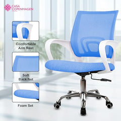 Casa Copenhagen Mesh Mid Back Office/Study/Computer/Revolving/Desk Chair for Work from Home -Metal Base, Height Adjustable Seat - Grey Milange & Black Handle