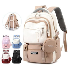 TS WITH TECHSUN College Laptop Backpack for Women & Teens with Zipper Pouch | School Bag for Girls 13-14 Years | 18 Inch Book Backpack | Travel School Bag, Tuition, Coaching (CAPYBARA - BROWN)