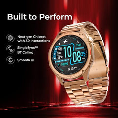 Fastrack MYND 1.93” AMOLED Display Smart Watch for Men & Women with AI Watch Faces,AI Chat,Offline Voice Commands,Curved Metallic Design,Functional Crown,BT Calling, Health Suite,100+ multisport modes