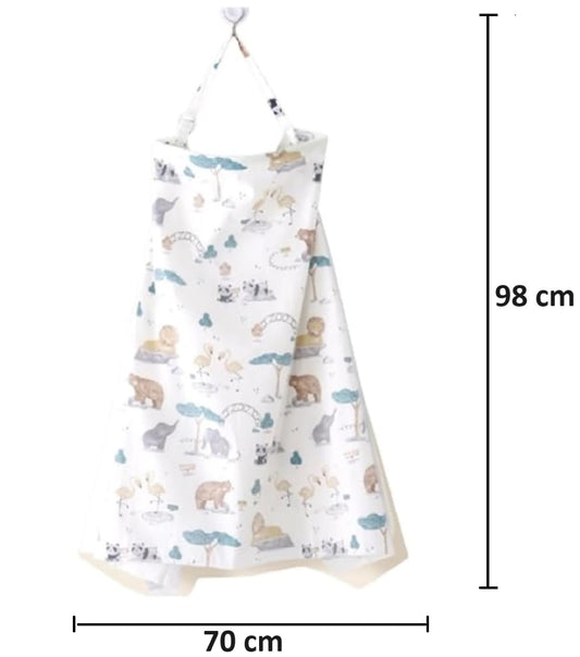 MOMISY Car Seat Canopy Nursing Scarf Poncho Multi-Use Cover, Shopping Cart Cover, Stroller Cover, Infinity Scarf 360° Privacy Breastfeeding Protection, Baby Shower (Panda Elephant)