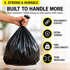 Regennx black Garbage Bags for Dustbin |Medium 19x21 inches |180 Plastic Bags for Home | 30 Pcs x Pack of 6 plastic bag Medium Size for Waste Disposal.